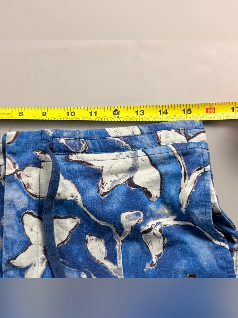 Peruvian Connection Cote D’Azur Linen Blend Wide Leg Pants Blue Floral 8